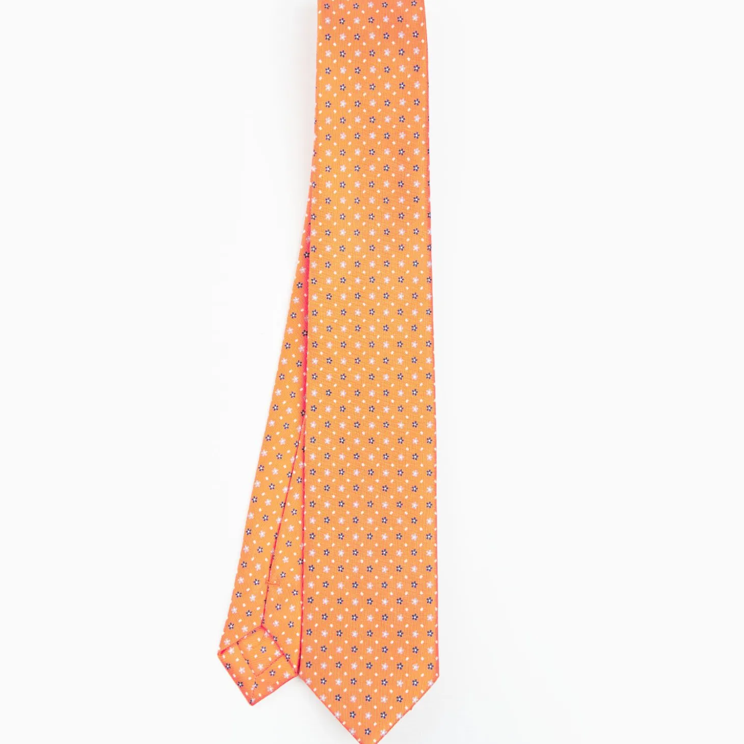 Orange Sartorial 7 Cm Tie - Small Flower Pattern