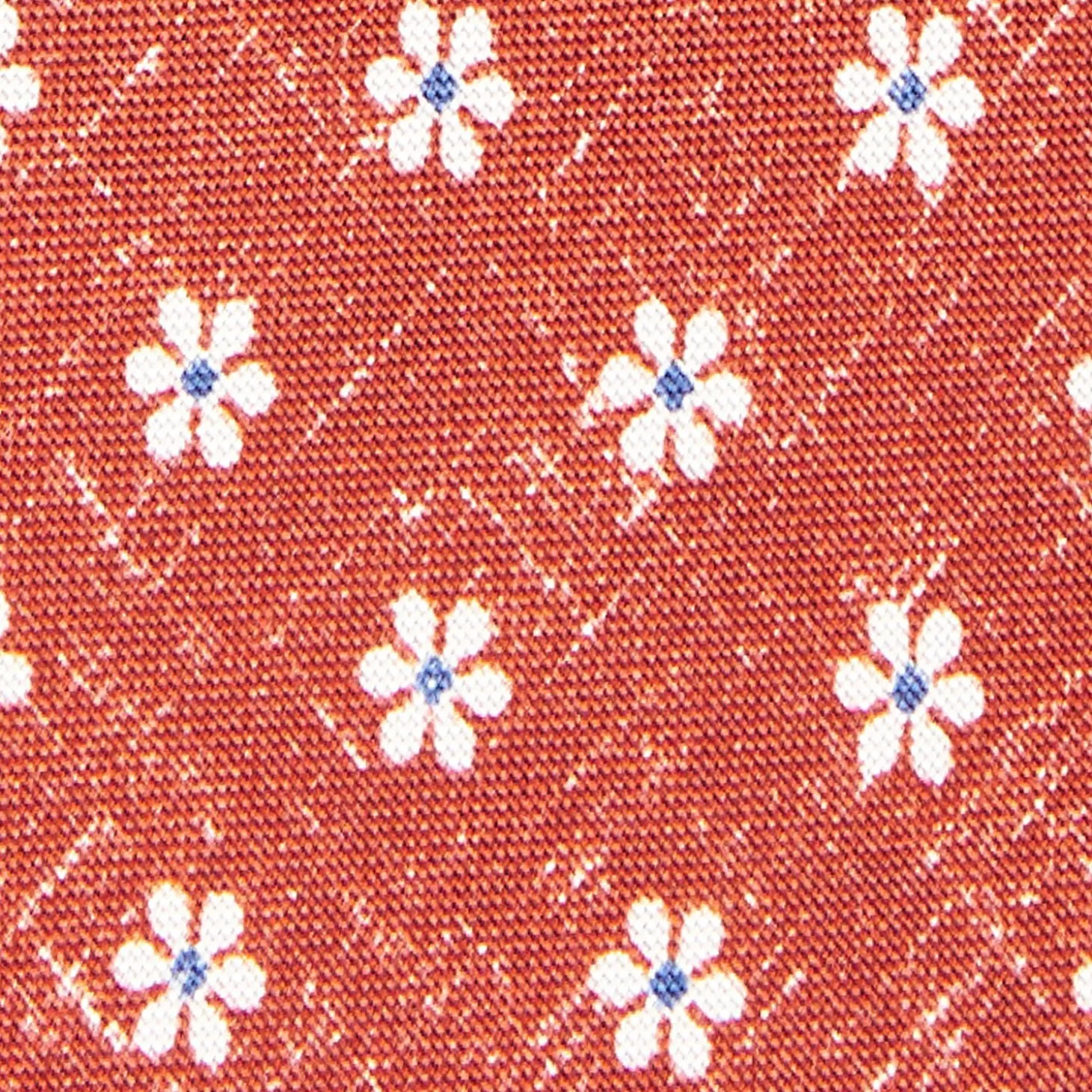 Orange Sartorial Cotton And Silk Tie - Large Flower Pattern
