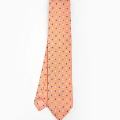 Orange Sartorial Jacquard Silk Tie - Small Flower Designs