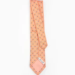 Orange Sartorial Jacquard Silk Tie - Small Flower Designs