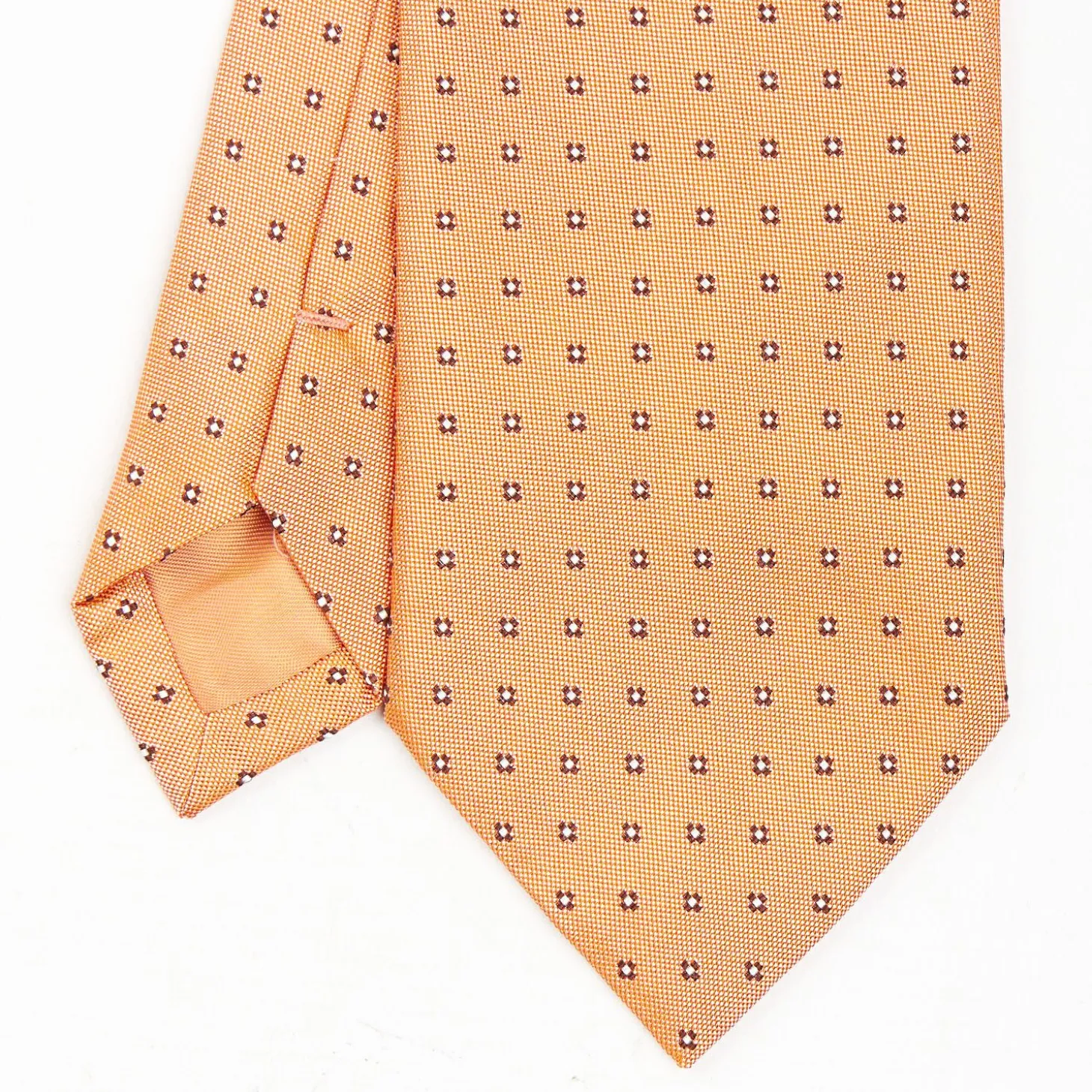 Orange Sartorial Jacquard Silk Tie - Small Flower Designs