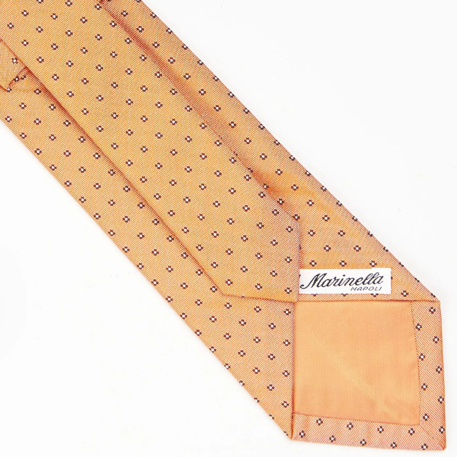 Orange Sartorial Jacquard Silk Tie - Small Flower Designs