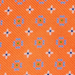 Orange Silk Bowtie To Self-Tie Small Flower Pattern