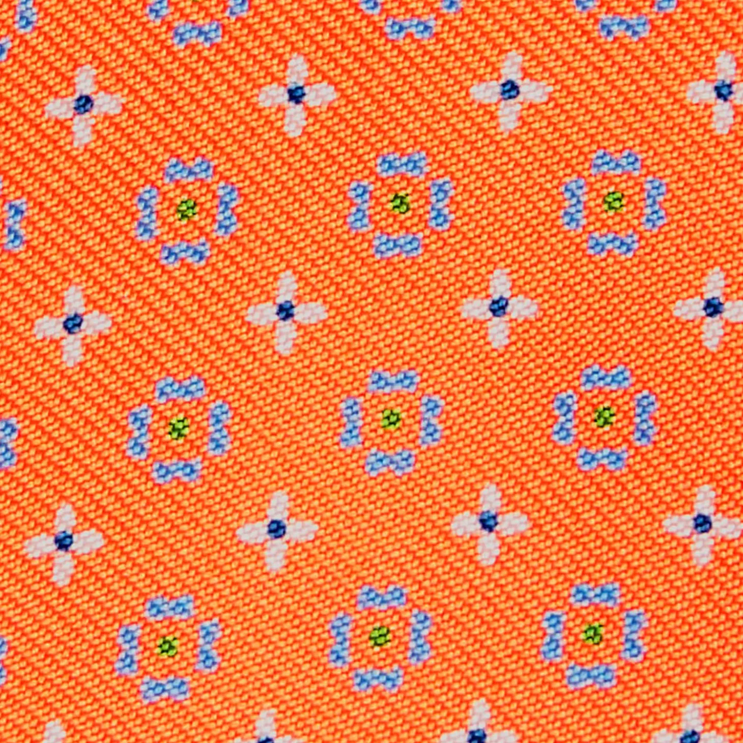 Orange Silk Bowtie To Self-Tie Small Flower Pattern