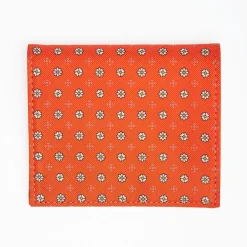 Orange Small Wallet In Silk And Leather