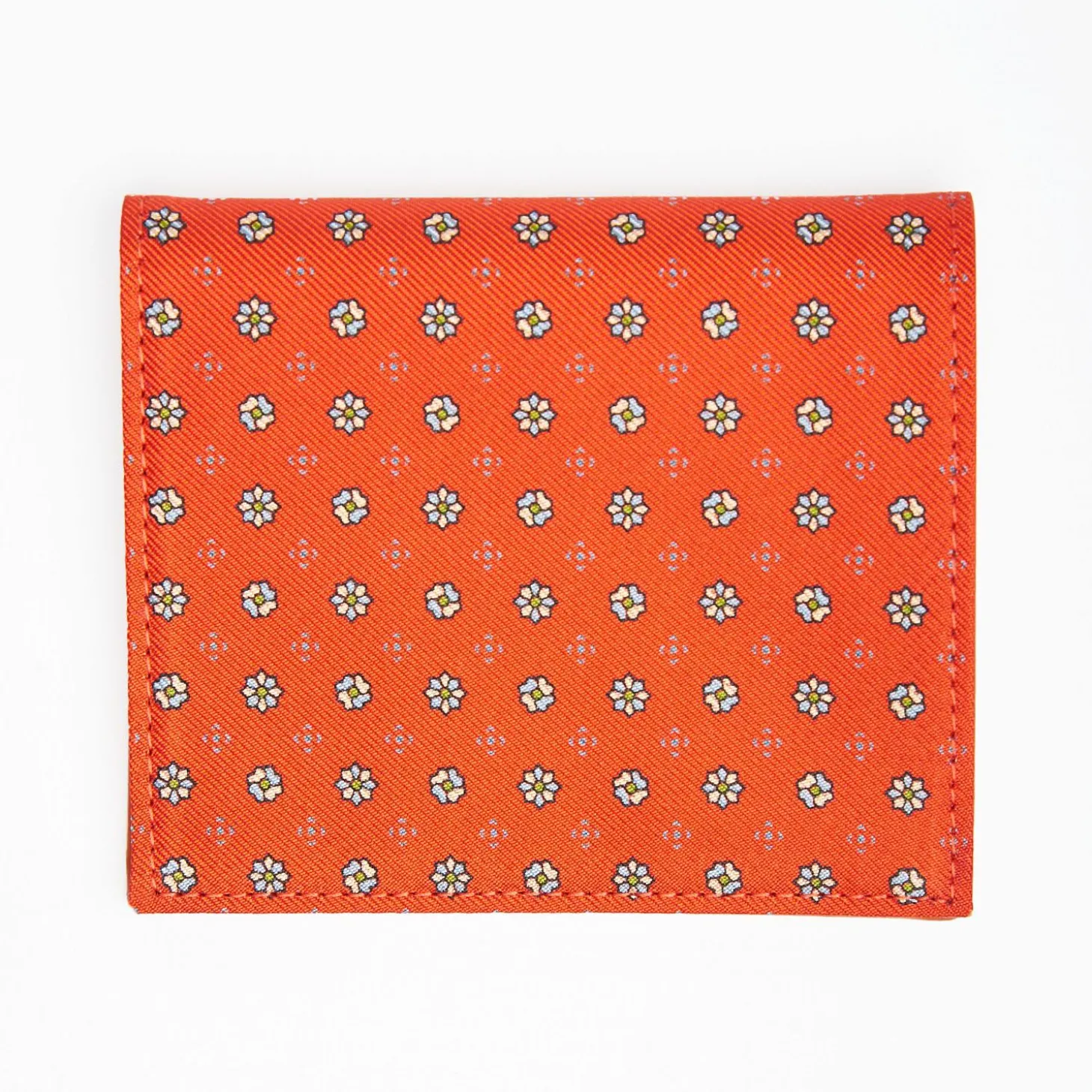 Orange Small Wallet In Silk And Leather