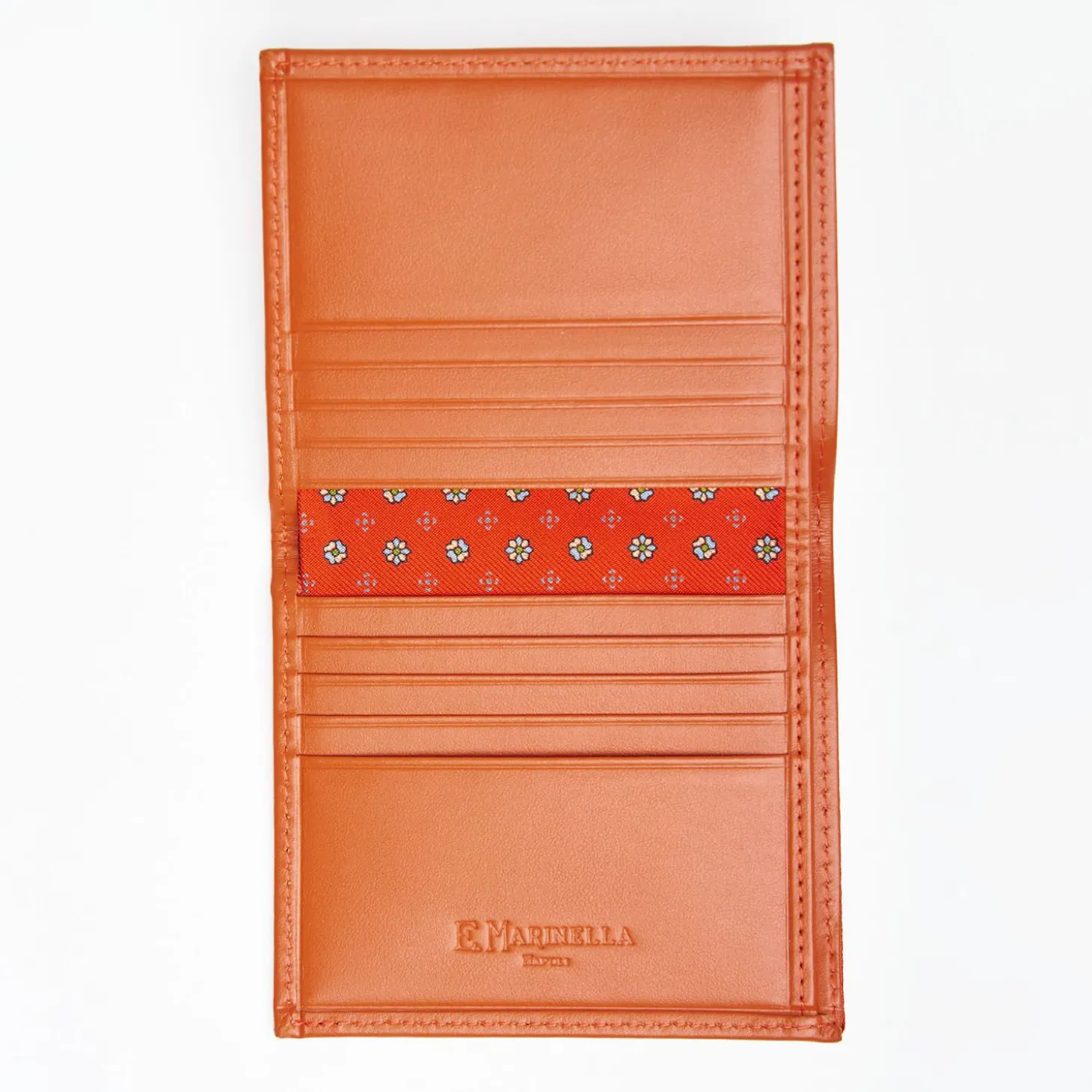 Orange Small Wallet In Silk And Leather