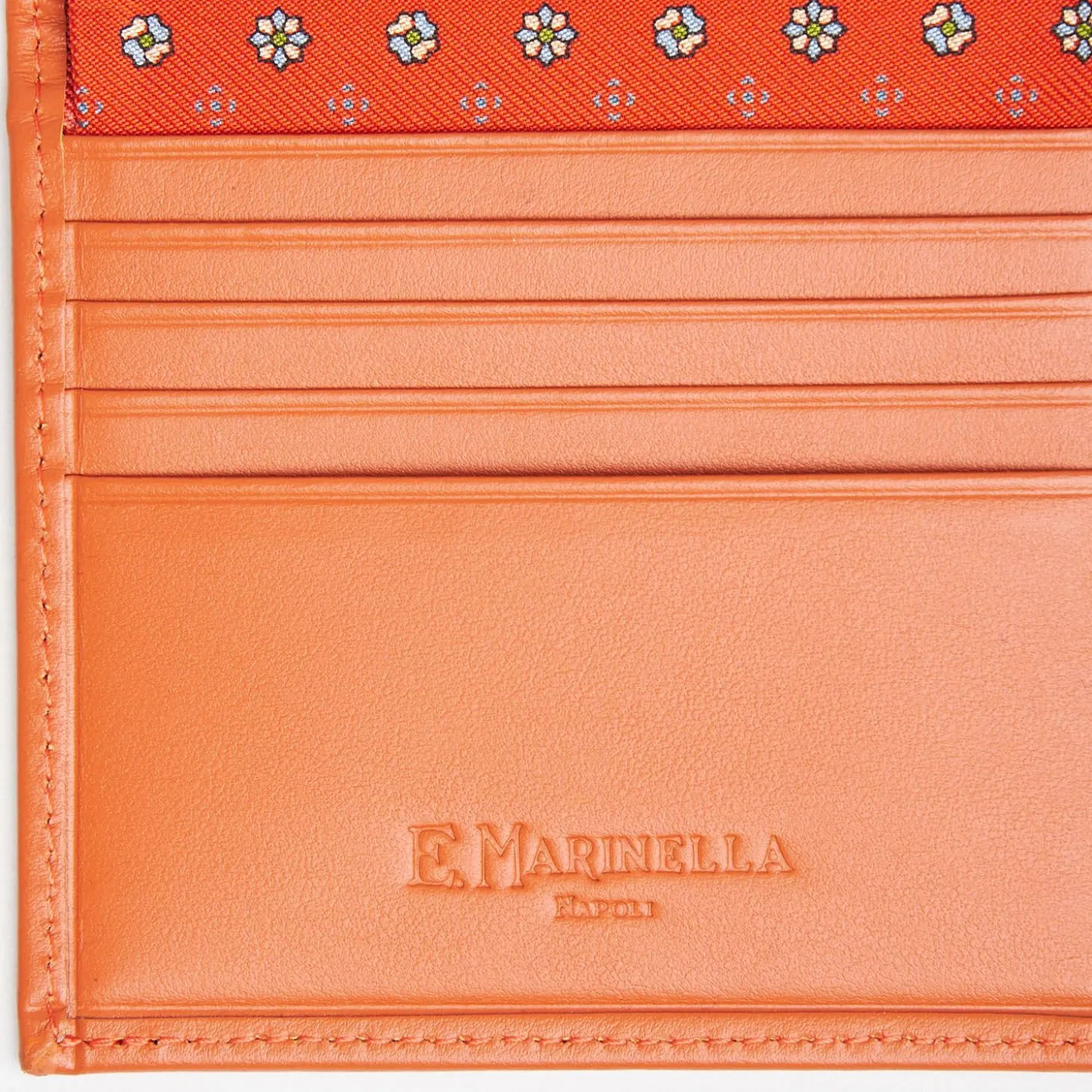 Orange Small Wallet In Silk And Leather