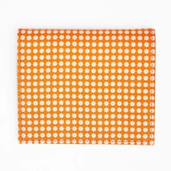 Orange Small Wallet In Silk And Leather