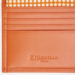 Orange Small Wallet In Silk And Leather