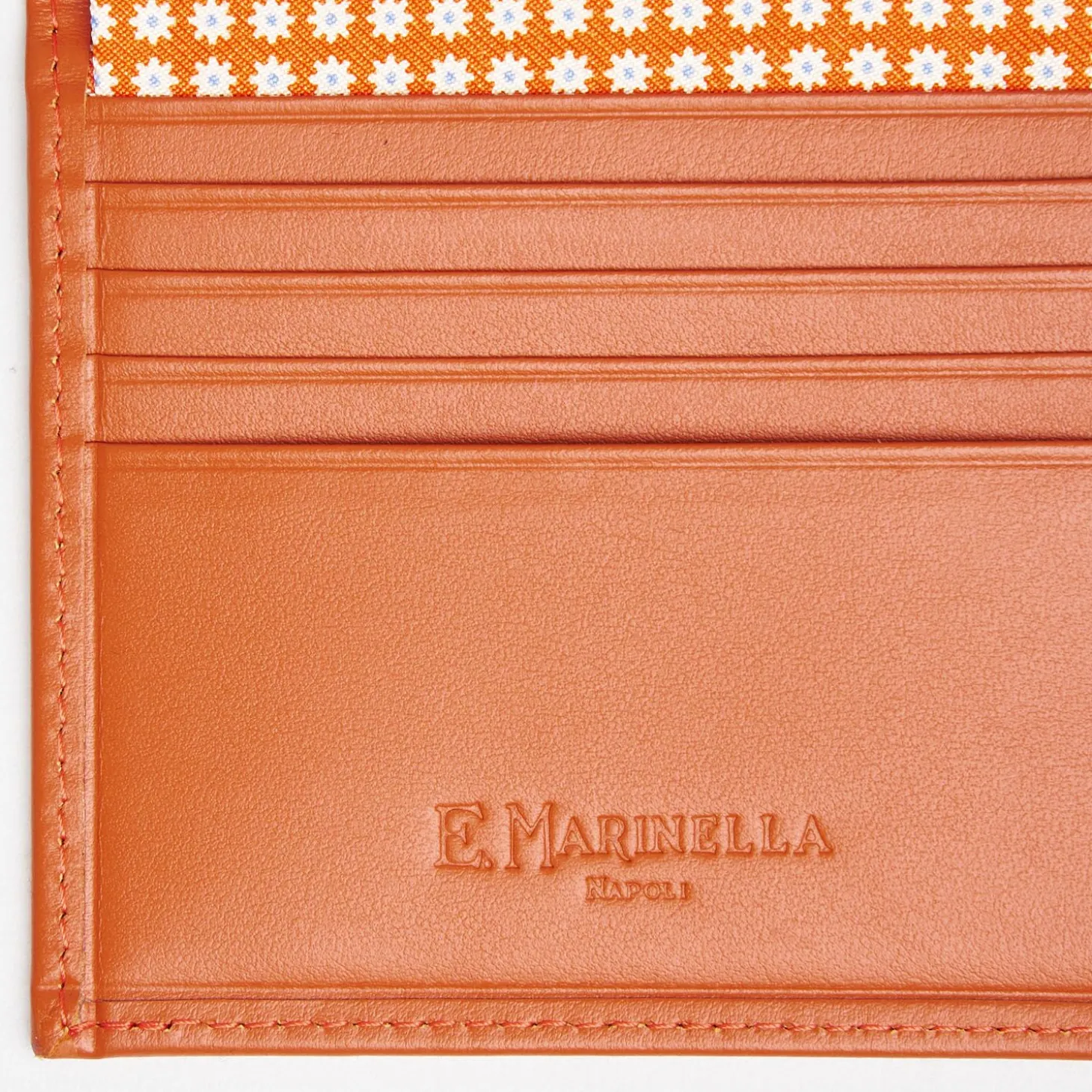 Orange Small Wallet In Silk And Leather
