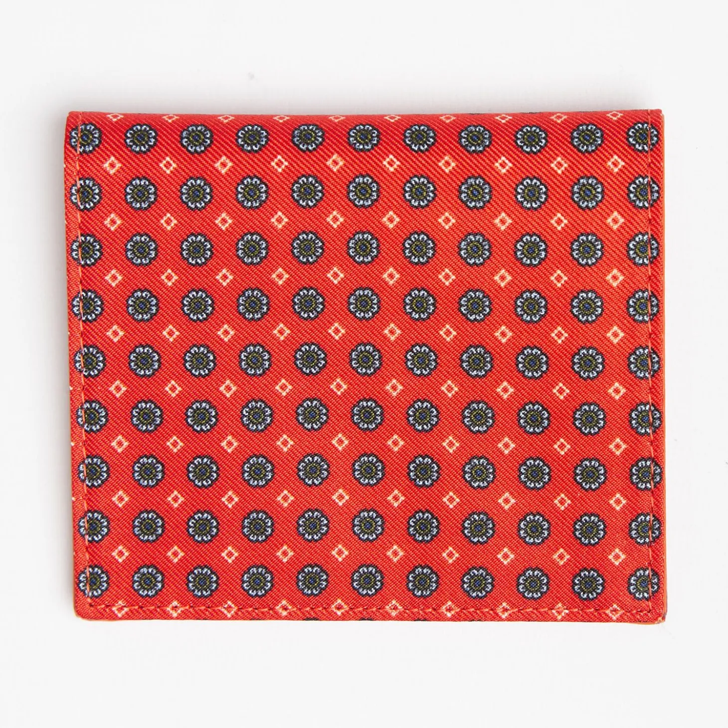 Orange Small Wallet In Silk And Leather