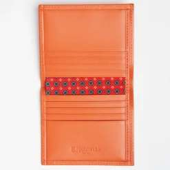 Orange Small Wallet In Silk And Leather