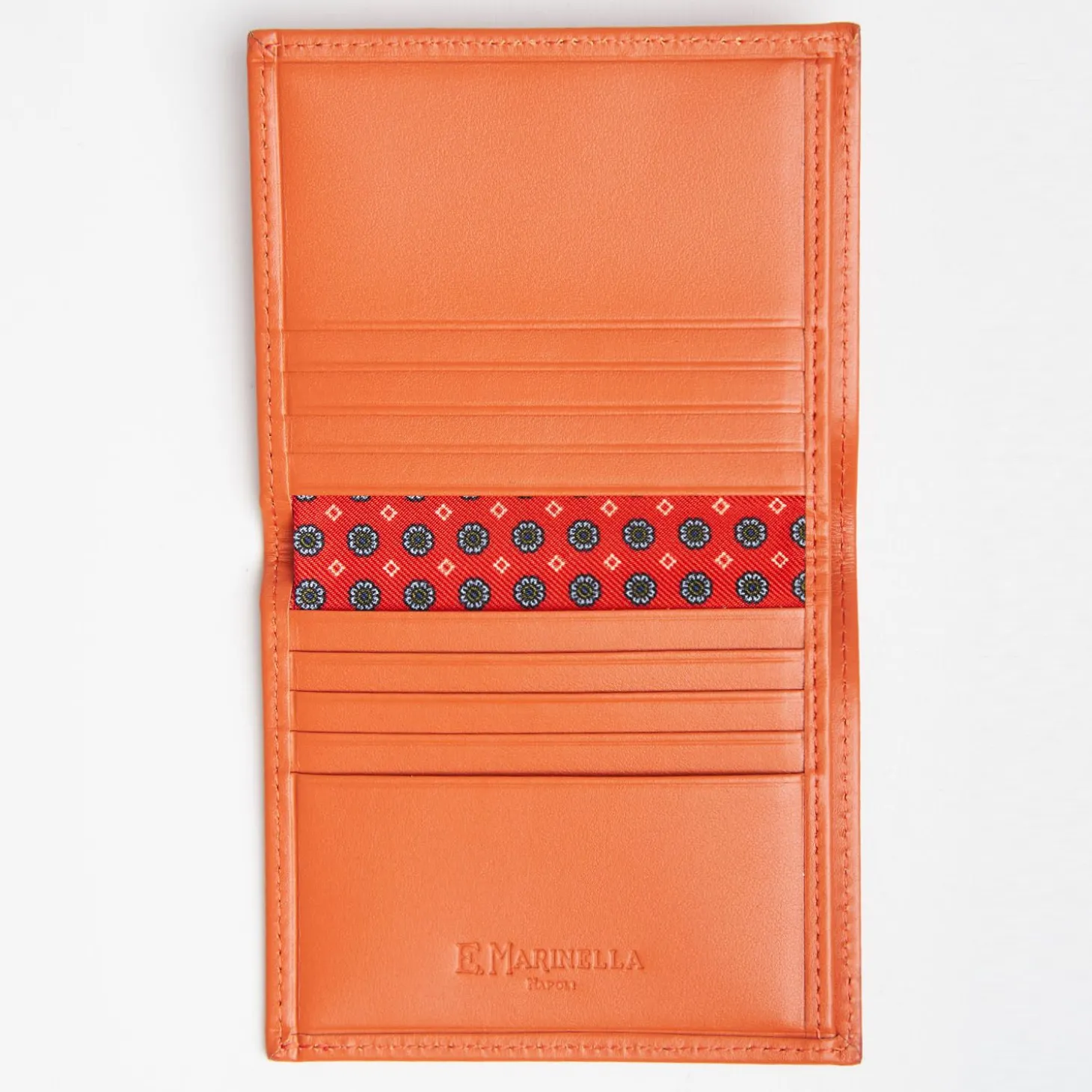 Orange Small Wallet In Silk And Leather