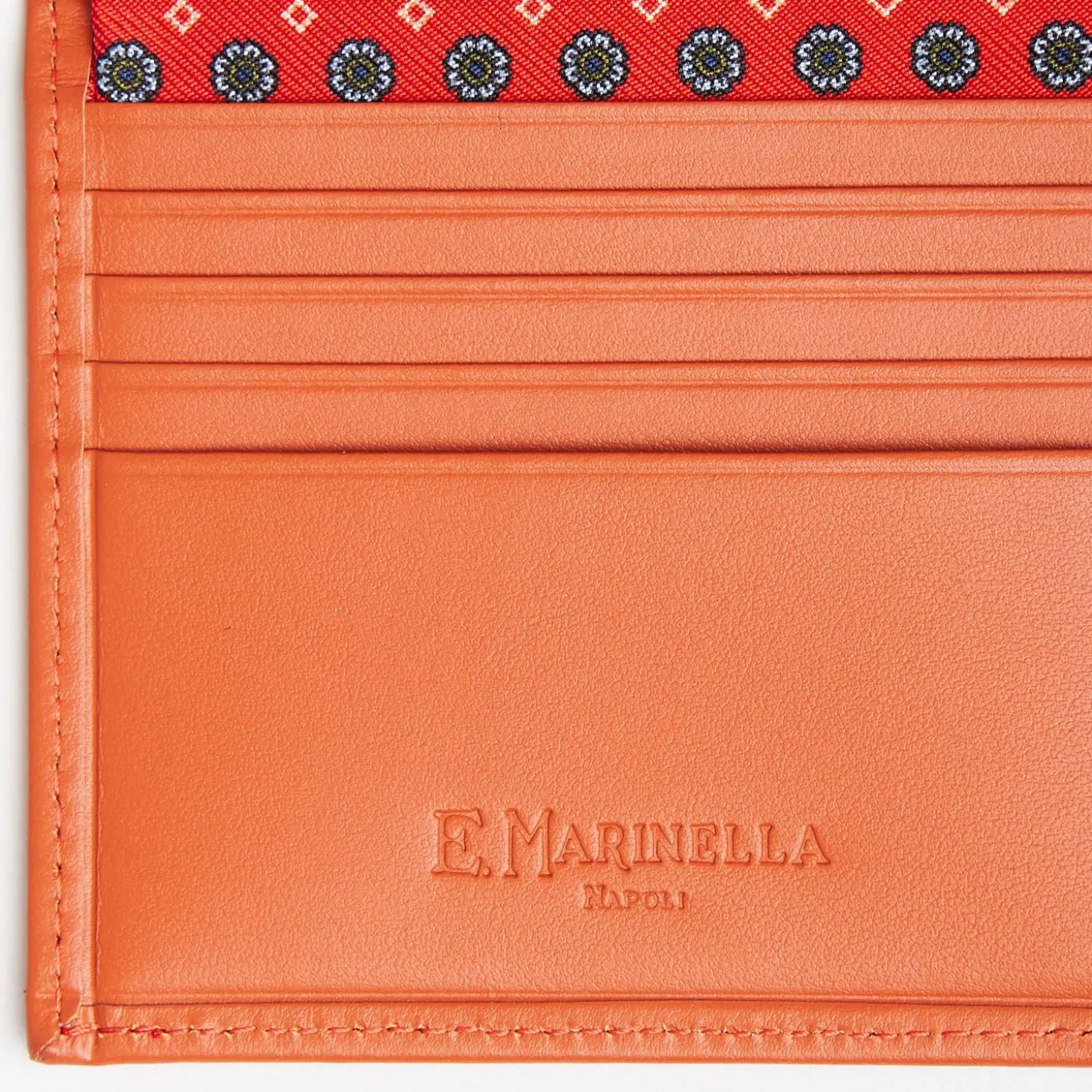 Orange Small Wallet In Silk And Leather