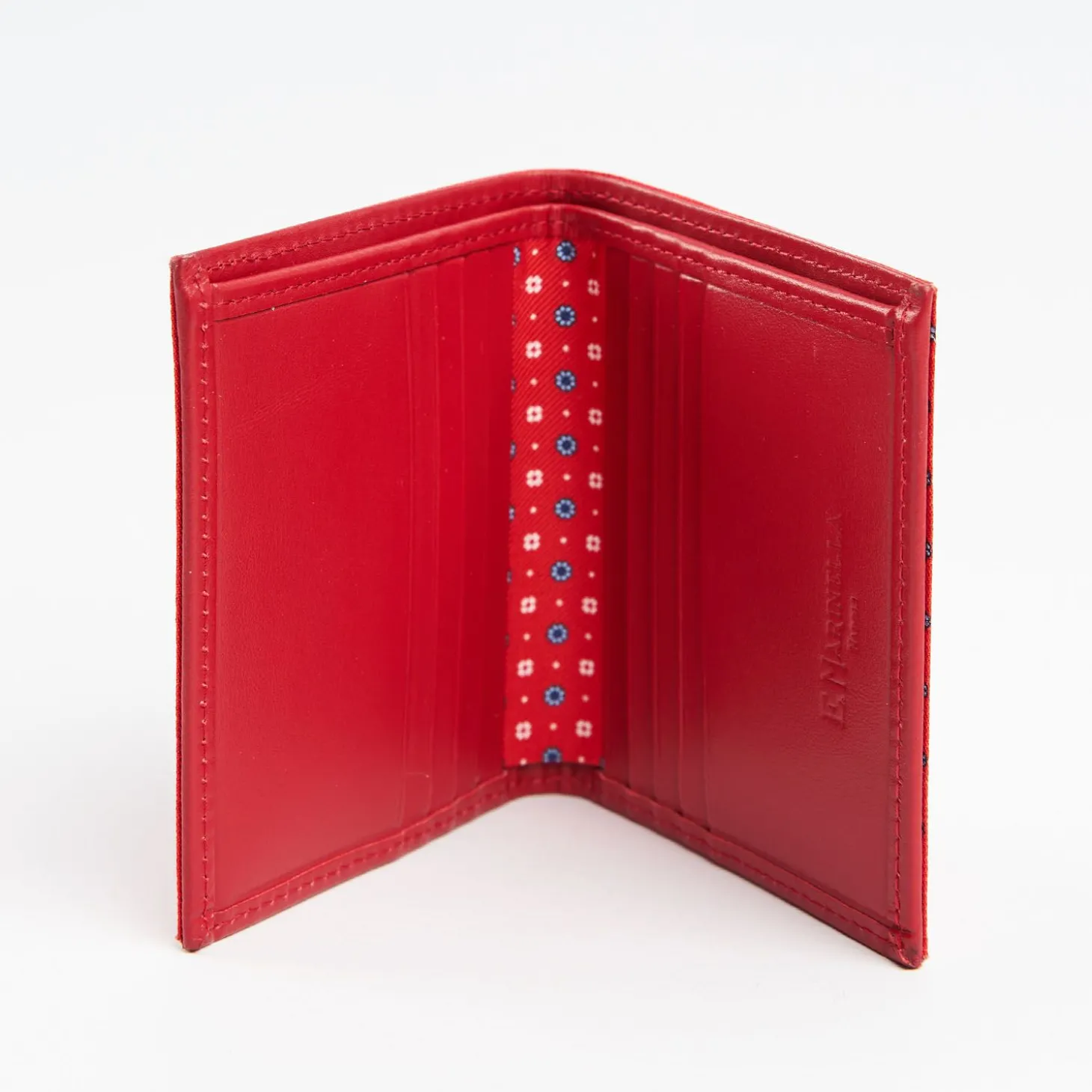 Orange Small Wallet In Silk And Leather