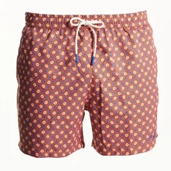 Orange Swim Shorts- Paisley Pattern