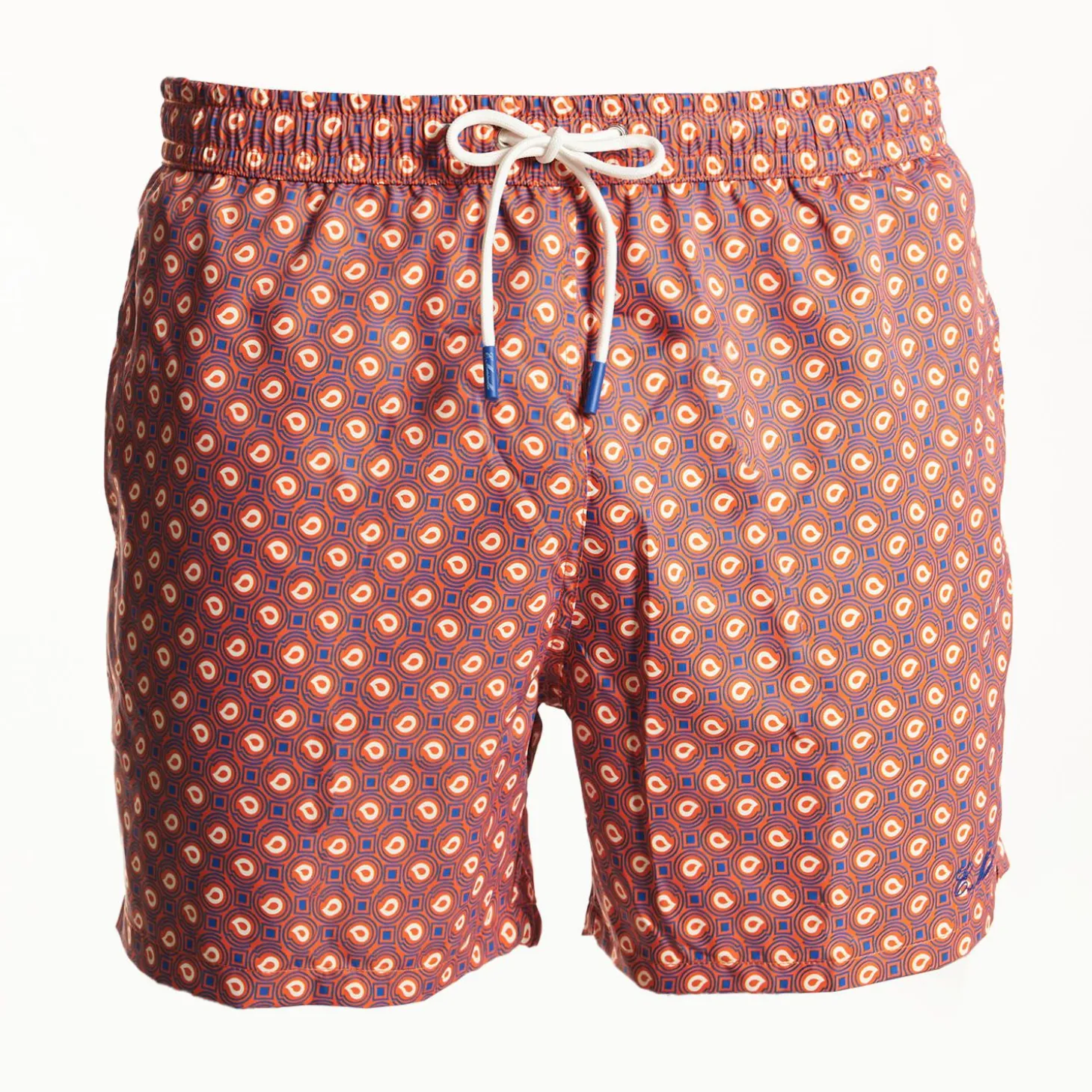 Orange Swim Shorts- Paisley Pattern