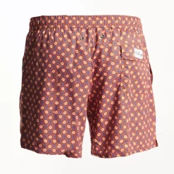 Orange Swim Shorts- Paisley Pattern