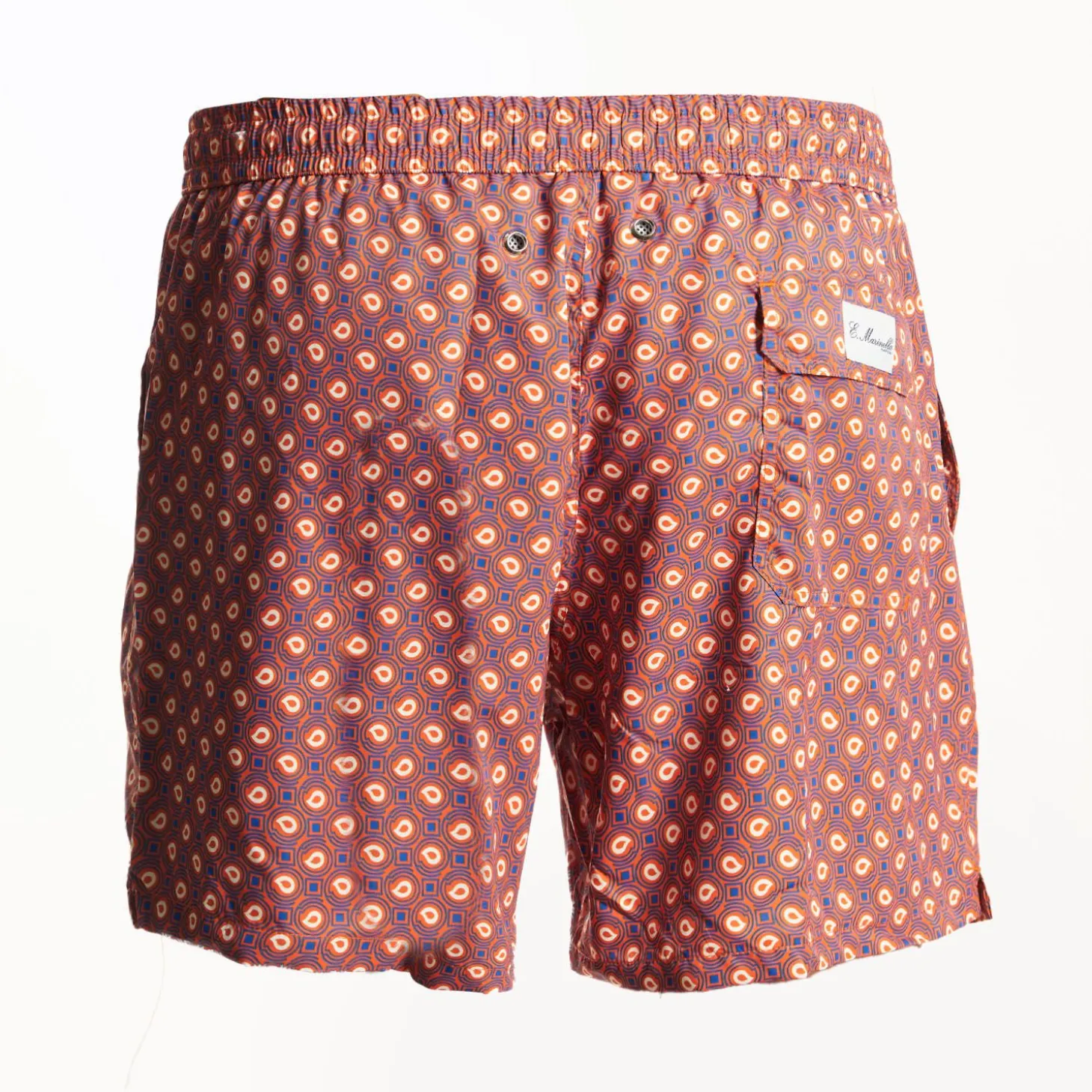 Orange Swim Shorts- Paisley Pattern