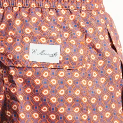 Orange Swim Shorts- Paisley Pattern