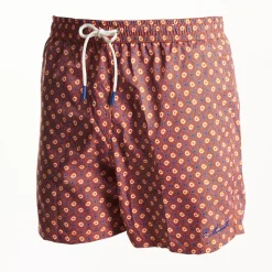 Orange Swim Shorts- Paisley Pattern