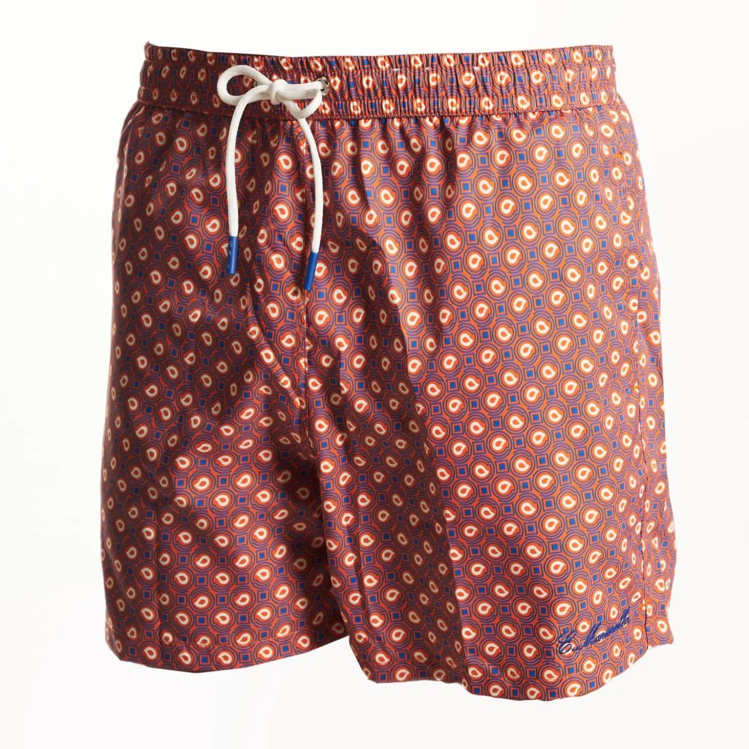 Orange Swim Shorts- Paisley Pattern