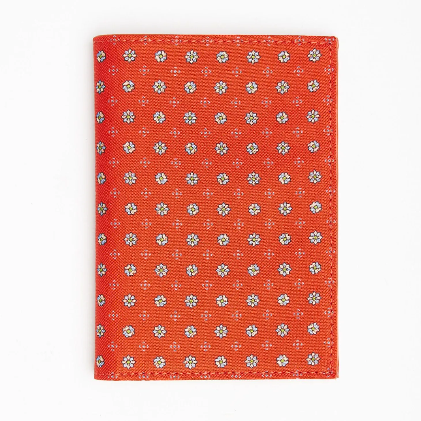 Orange Vertical Wallet In Silk And Leather