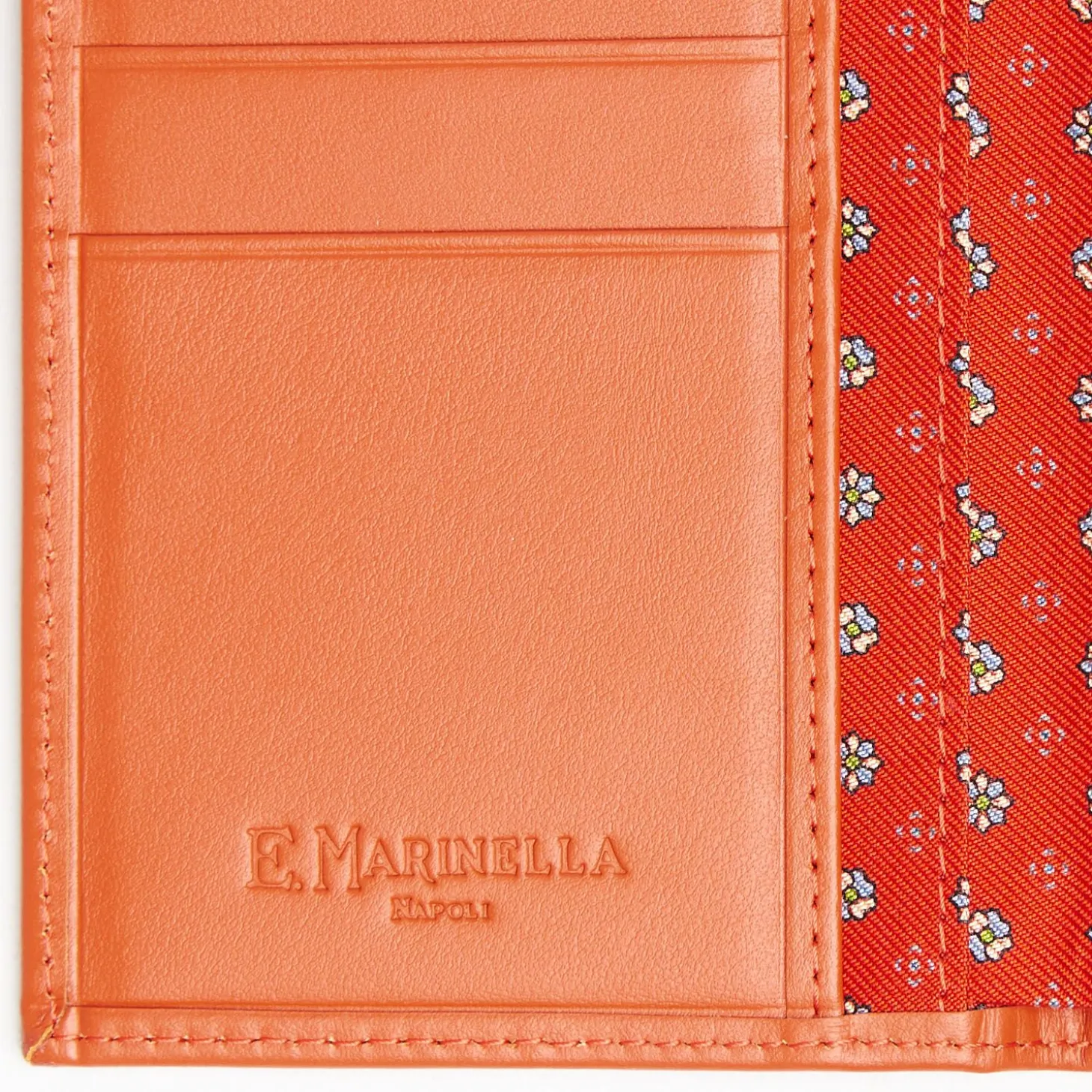 Orange Vertical Wallet In Silk And Leather