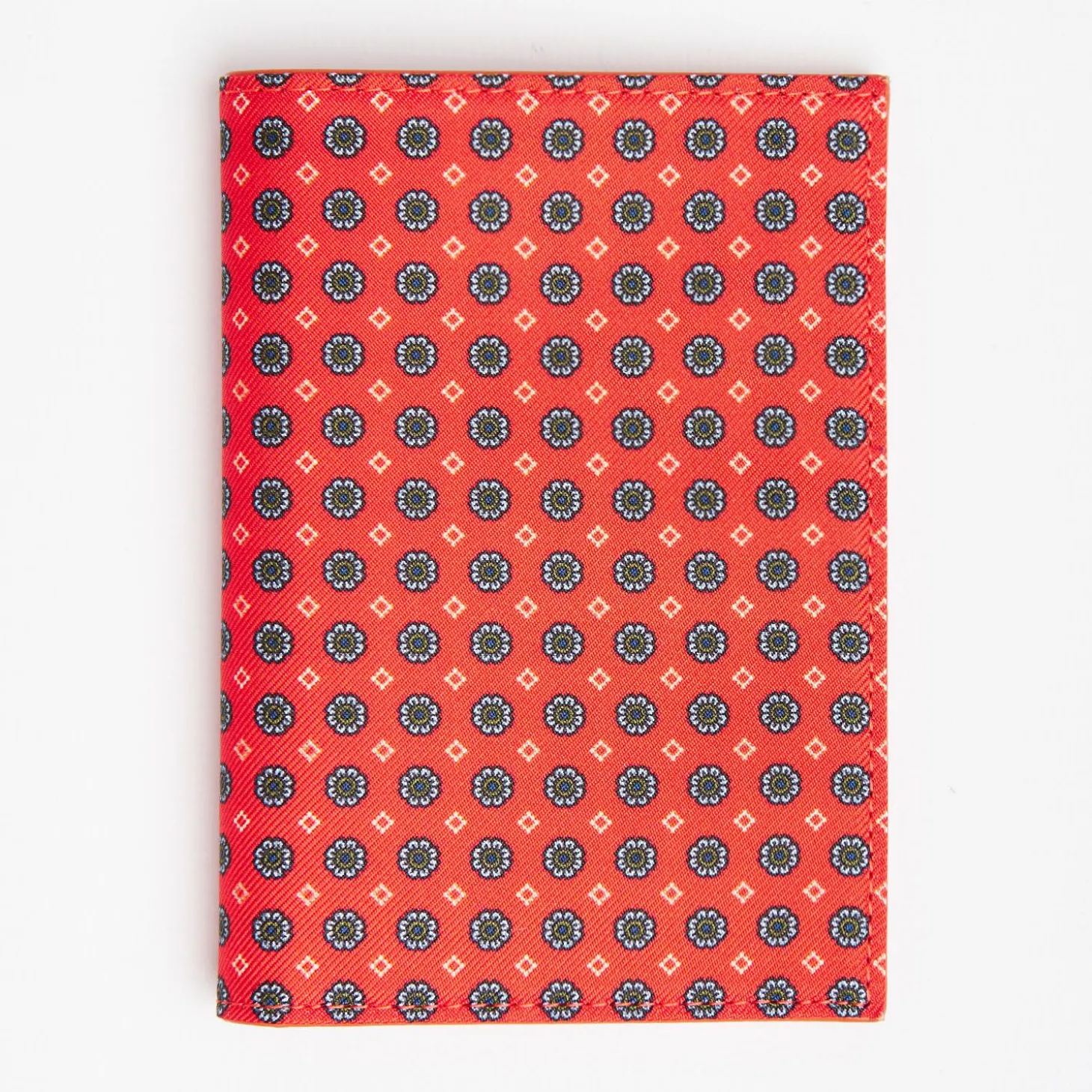 Orange Vertical Wallet In Silk And Leather