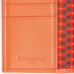 Orange Vertical Wallet In Silk And Leather