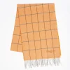 Orange Wool Plaid Fringed Scarf