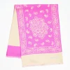 Pink And Beige Double Silk Scarf - Paisley Pattern