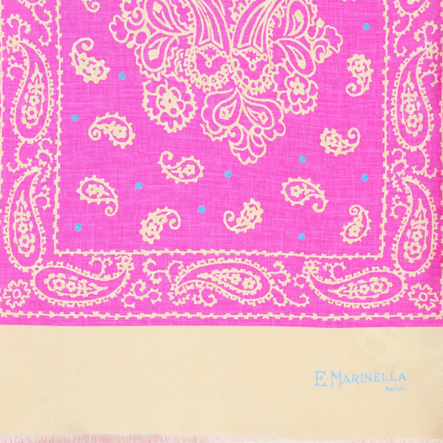 Pink And Beige Double Silk Scarf - Paisley Pattern