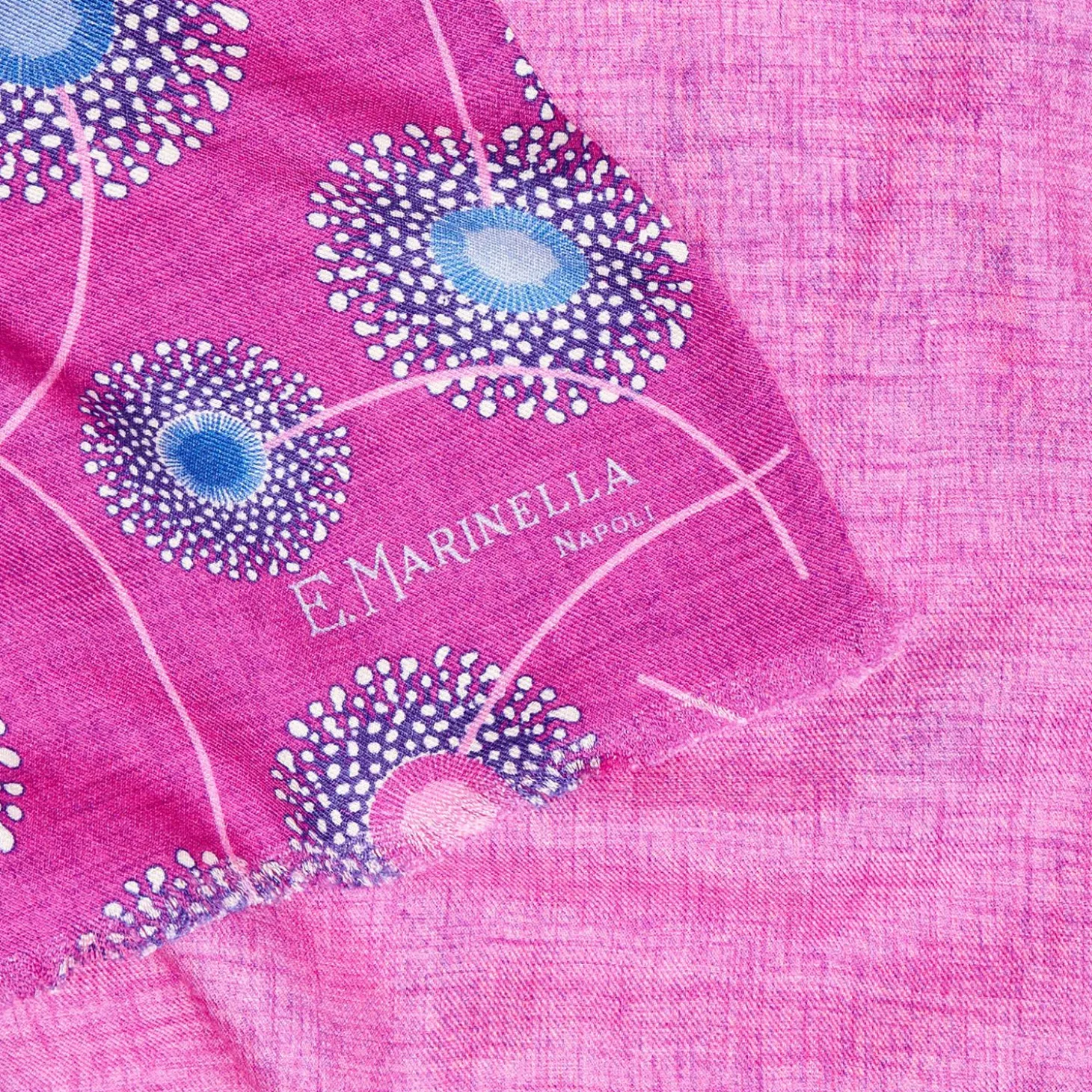 Pink And Fuchsia Wool And Silk Scarf - Floral Pattern