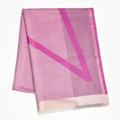 Pink And Violet Stole With Pink Silk Detail