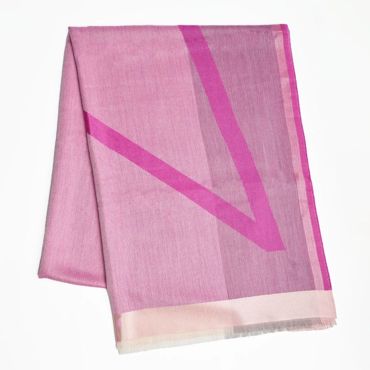 Pink And Violet Stole With Pink Silk Detail