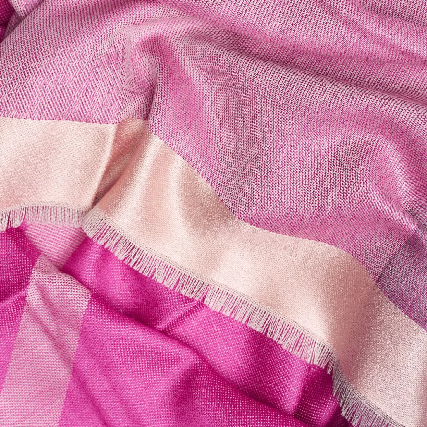 Pink And Violet Stole With Pink Silk Detail