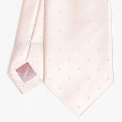Pink Cerimonial Silk Satin Tie Polka Dot Pattern