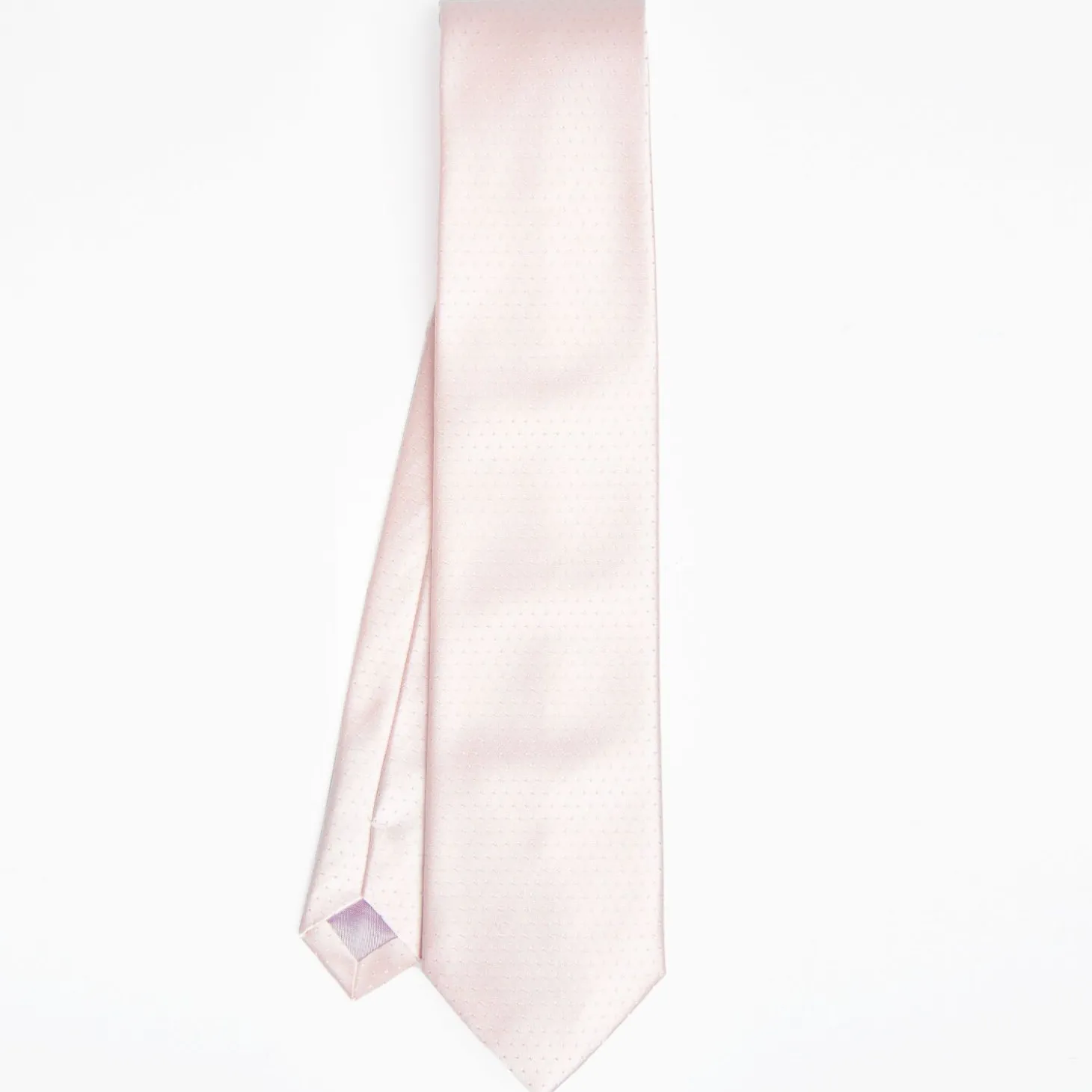 Pink Cerimonial Silk Satin Tie Small Polka Dot Pattern
