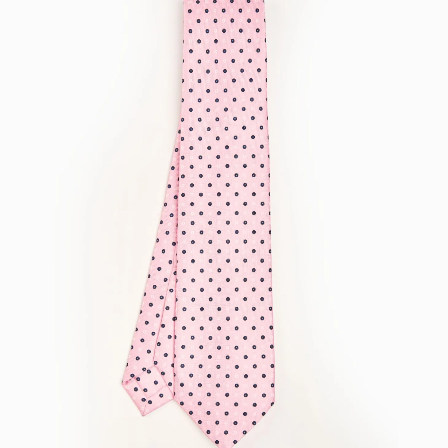 Pink 9 Fold Sartorial Silk Tie Small Flower Pattern
