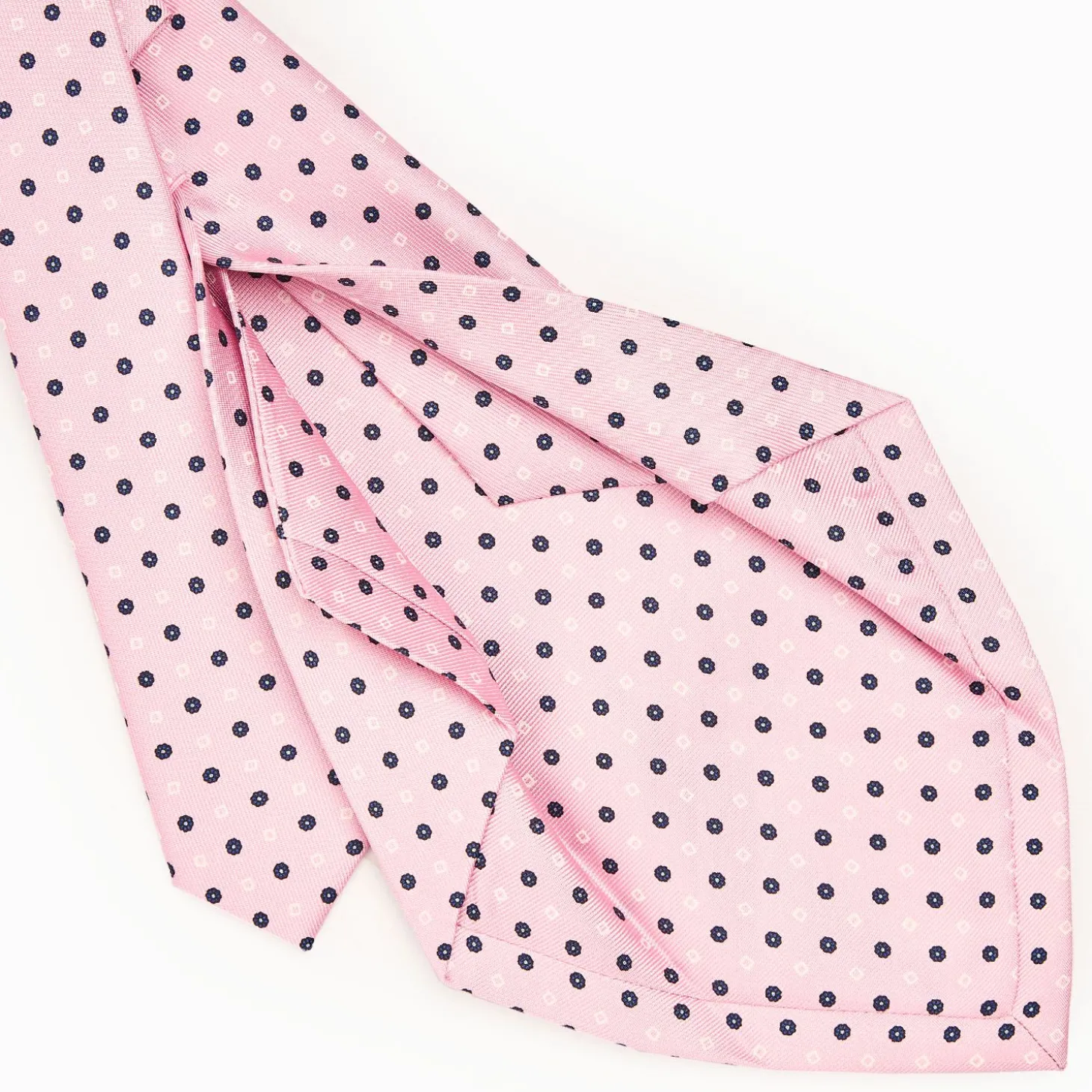 Pink 5 Fold Sartorial Silk Tie - Small Flower Pattern
