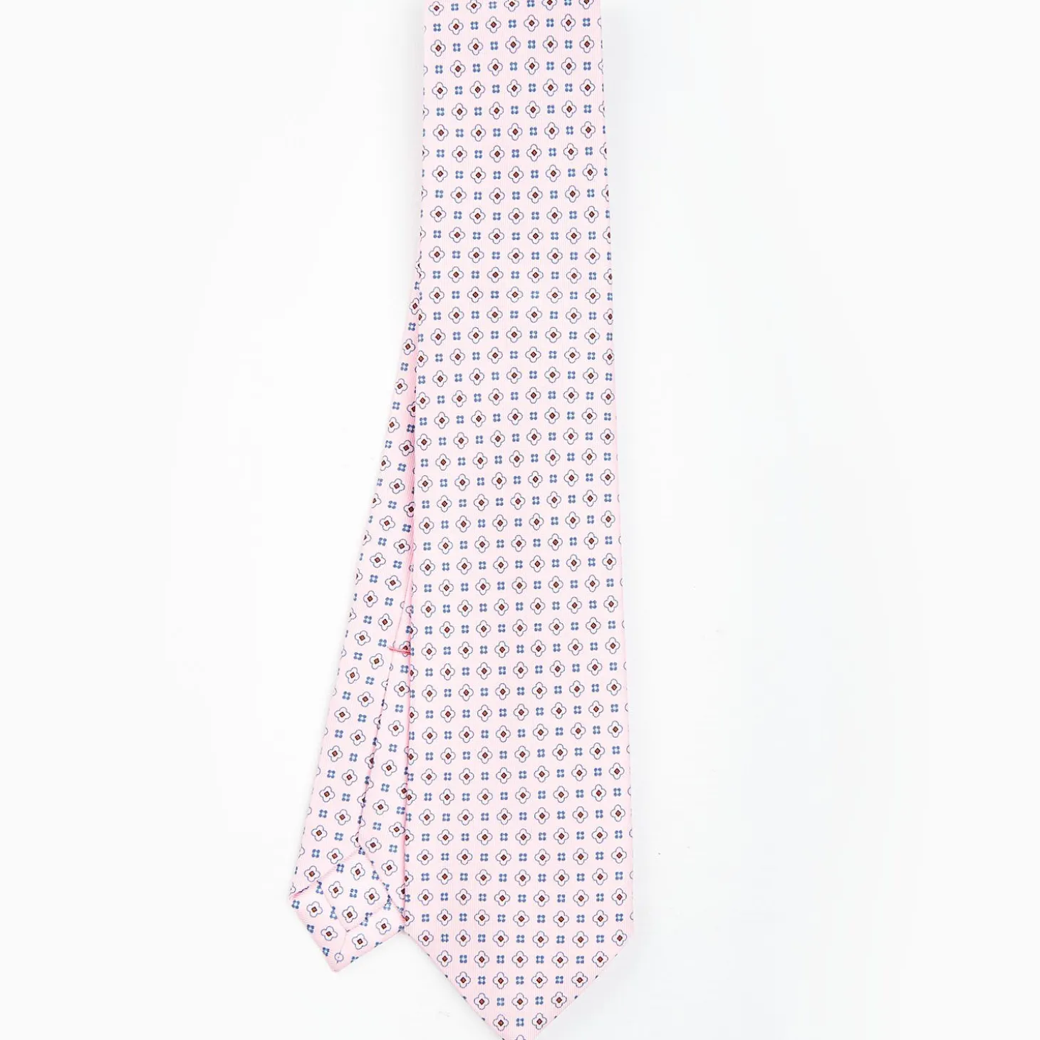 Pink 7 Fold Sartorial Silk Tie - Small Flower Pattern