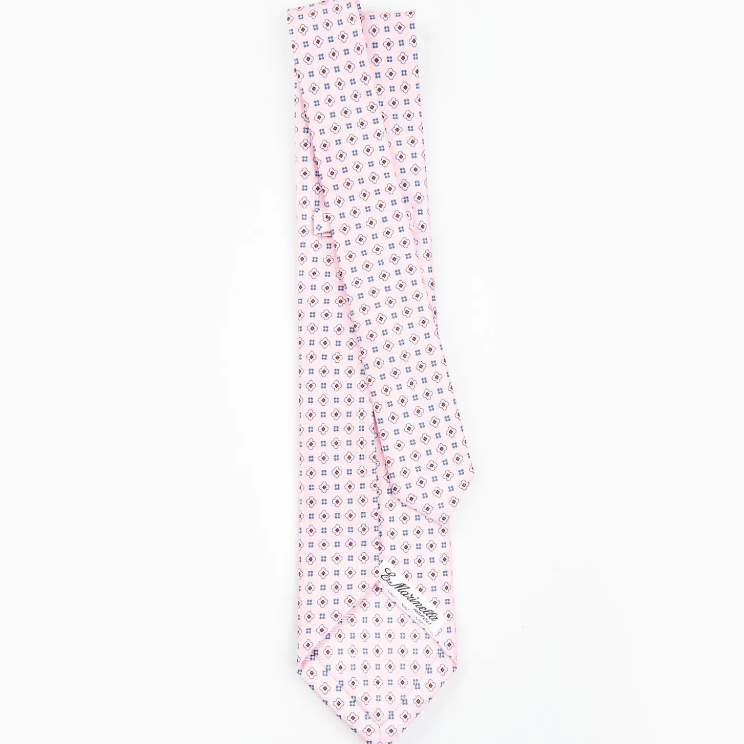 Pink 7 Fold Sartorial Silk Tie - Small Flower Pattern