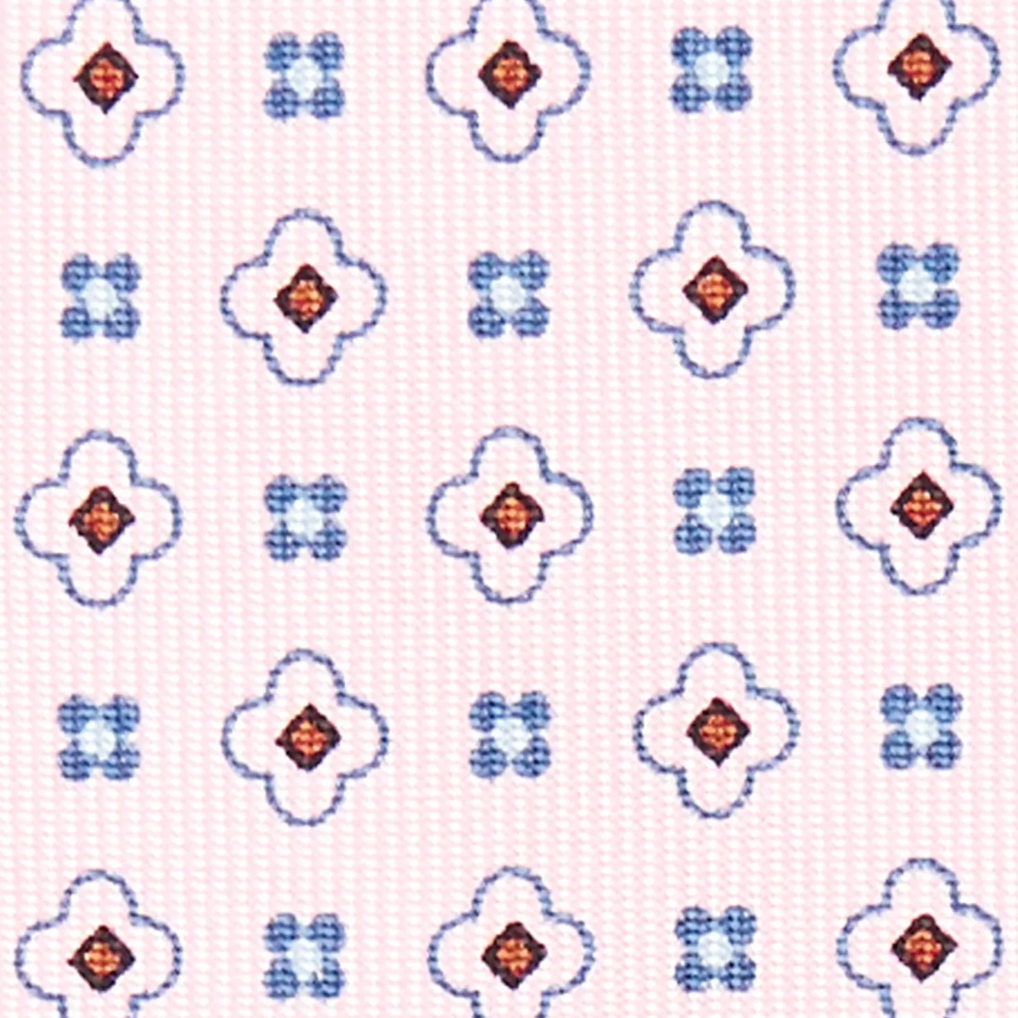 Pink 7 Fold Sartorial Silk Tie - Small Flower Pattern