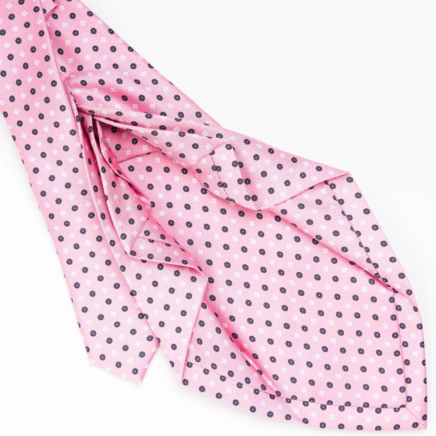 Pink 7 Fold Sartorial Silk Tie - Small Flower Pattern