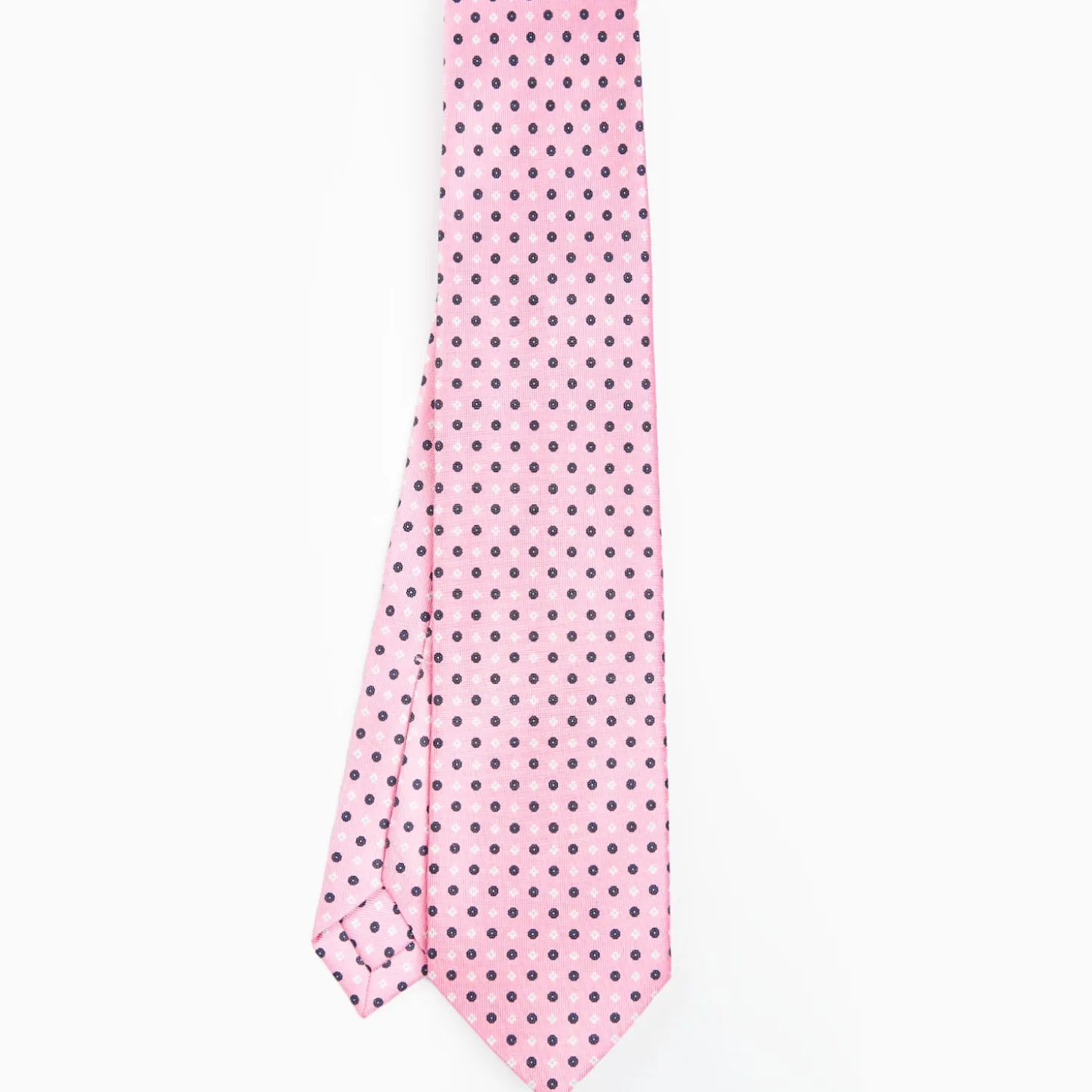 Pink 7 Fold Sartorial Silk Tie - Small Flower Pattern
