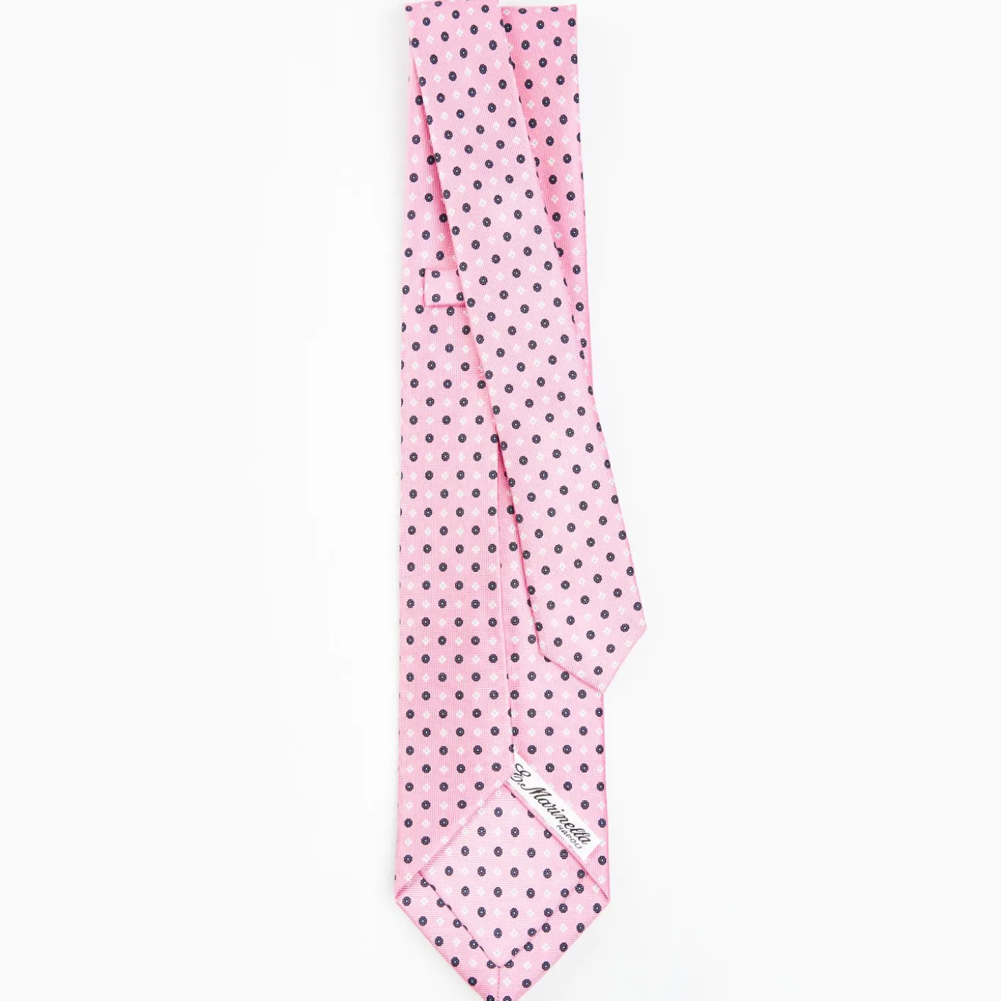Pink 7 Fold Sartorial Silk Tie - Small Flower Pattern