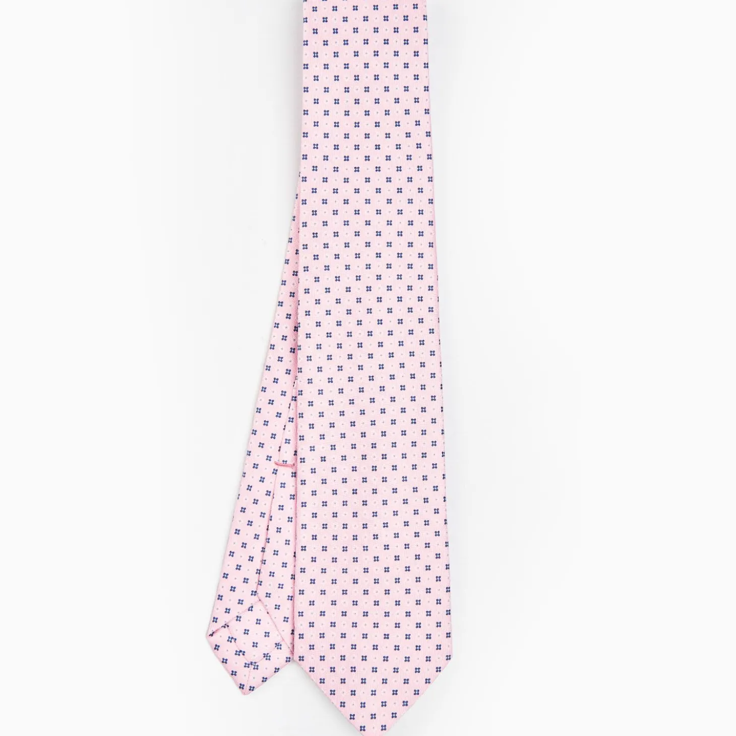 Pink 5 Fold Sartorial Silk Tie - Small Flower Pattern