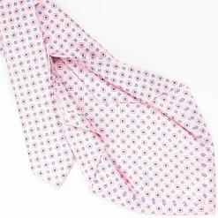 Pink 5 Fold Sartorial Silk Tie - Small Flower Pattern